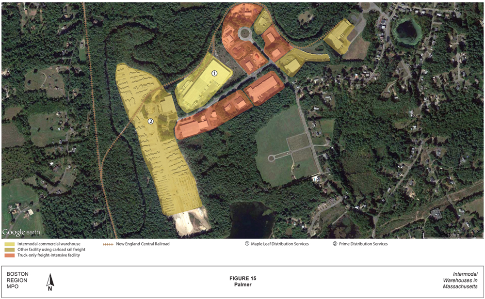 FIGURE 15. Palmer
This is an aerial photo of part of Palmer with an intermodal warehouse and other industrial land uses highlighted.
FIGURE 15. Palmer
This is an aerial photo of part of Palmer with an intermodal warehouse and other industrial land uses highlighted.